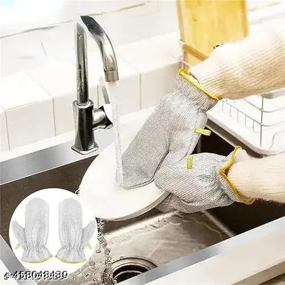 1 PAIR Wire Dishwashing Gloves, Kitchen Cleaning Gloves, Kitchen Gloves For Washing Dishes & Wiping Pots