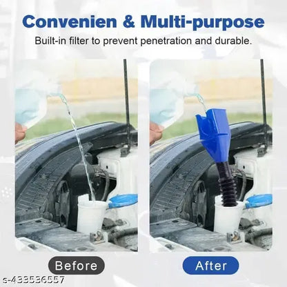 Universal Flexible Draining Oil Snap Plastic Funnel, Hand-Free for Automotive Oil and Household Uses - 1pc, Multicolor